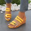 Large size women's wedge slippers summer new color matching fish mouth beach cool slippers women