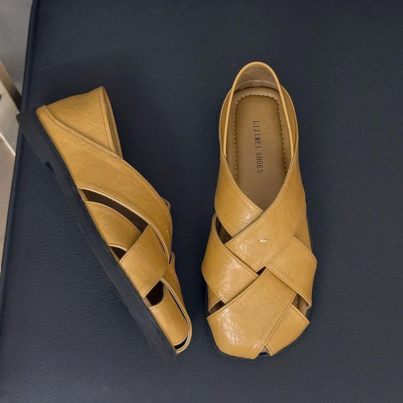 

New Baotou slippers women s 2025 summer beautiful temperament beach half drag women s fashion versatile sandals outer wear single shoes 40 оранжевый