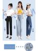 Women's High-Waisted Straight Leg Jeans: Slimming, Body-Shaping, for Petite Frames; Loose, Long-Leg Look, Cropped Student Style.