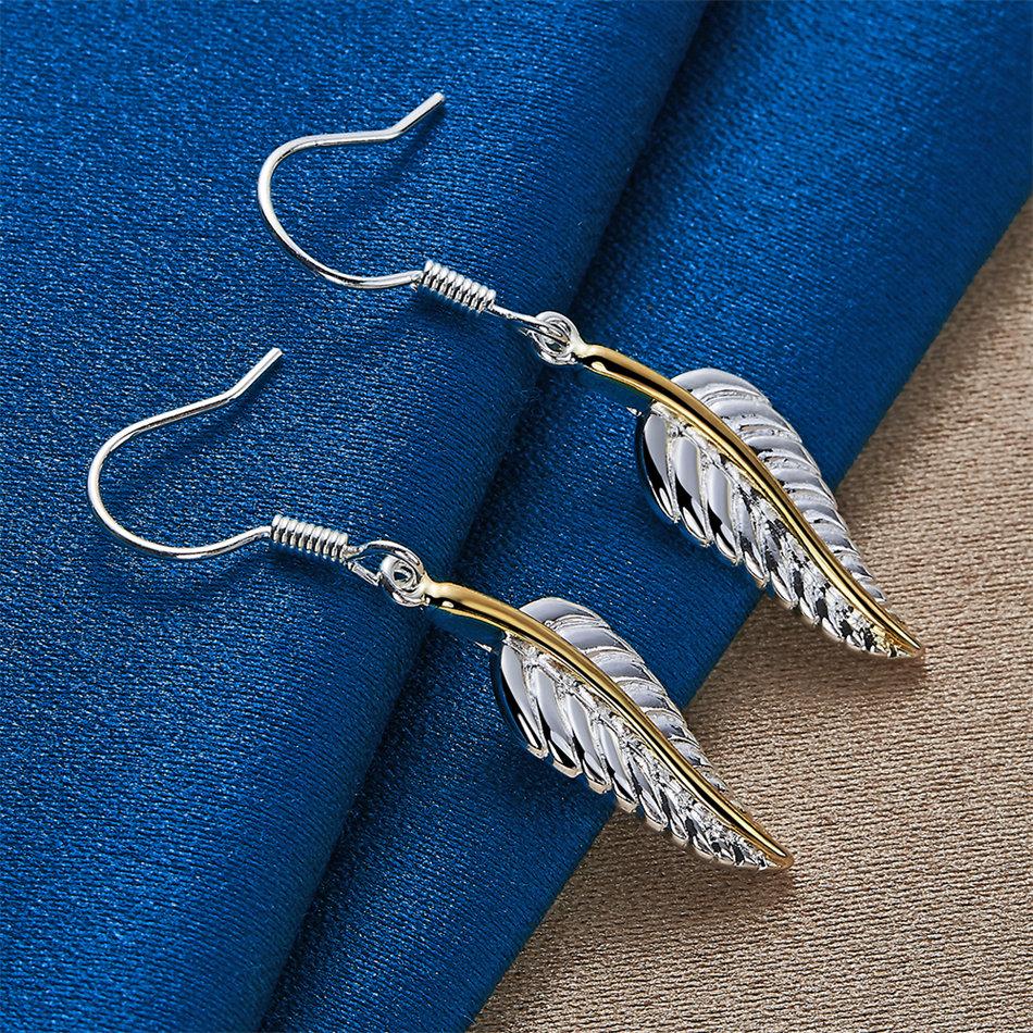 Stylish 925 Sterling Silver Feather Earrings for Women - Charming Wedding Party Gift Accessories