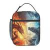 Roter Feuerdrache Isolierte Lunchtasche für Damen Kinder Tragbare Lebensmittelboxen Thermische Lunchbox Tragetasche