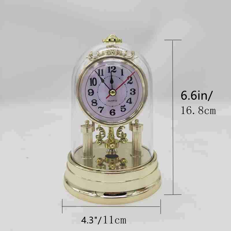 Kreative Retro Harz Tischuhr Kronenrotation Mini Schreibtischuhr Niedliche Schlafzimmerornamente Leise Uhren Wohnzimmer