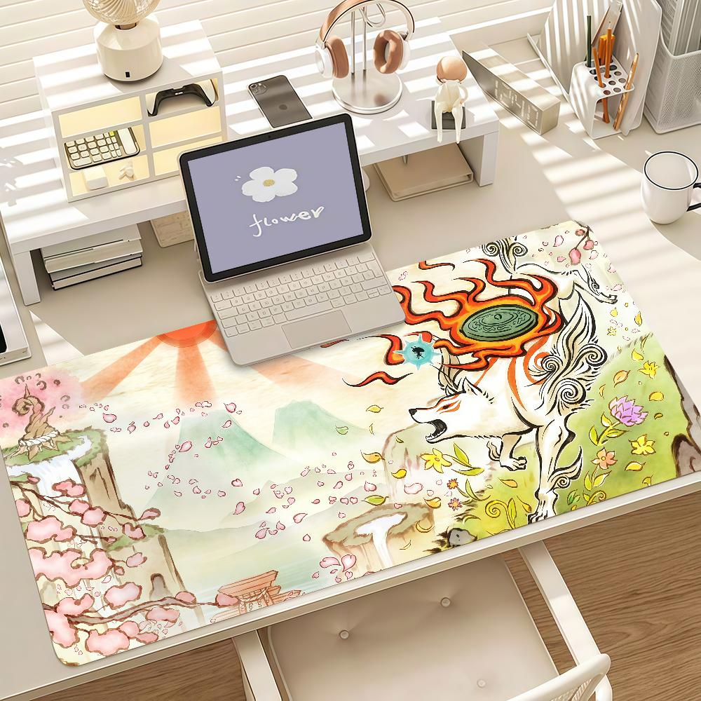 Game O-Okami Mouse Pad Anti Slip Rubber Edge Locked Thickened Laptop Gaming Desk Mat