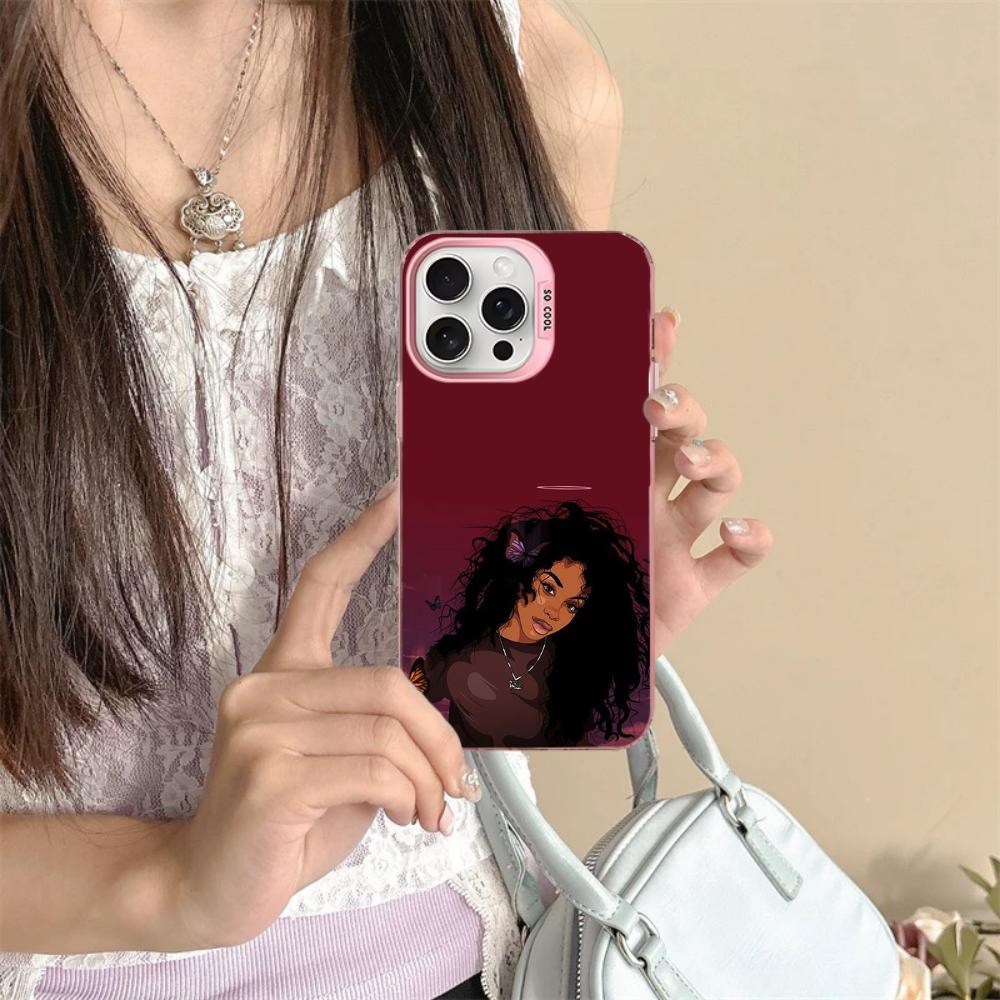 Afro Girls Art Phone Case For iPhone 16 15 14 13 12 11 Pro Max X XR XSMAX 8 7 Plus Matte Shockproof Back Cover