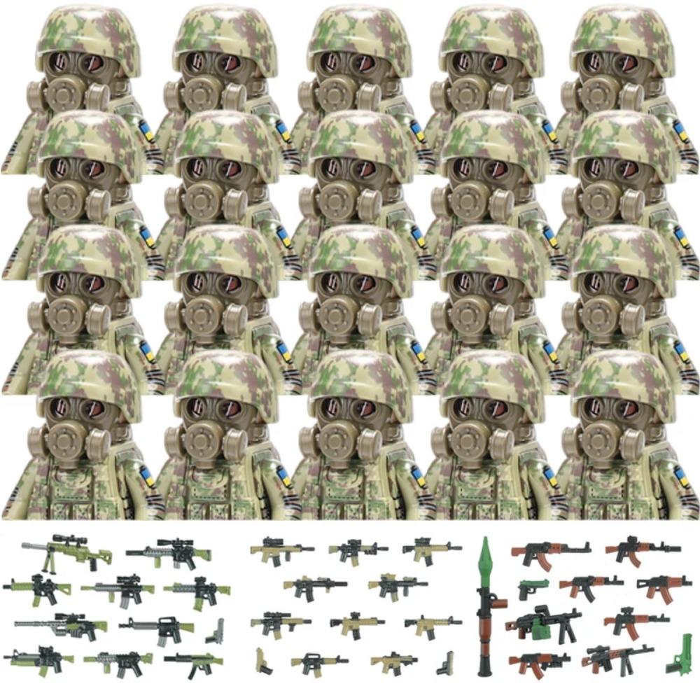 Vojenský voják Ukrajinské biochemické speciální síly Stavební kostky Armádní figurky Plynová maska Zbraně Kostky Hračky Pro Děti