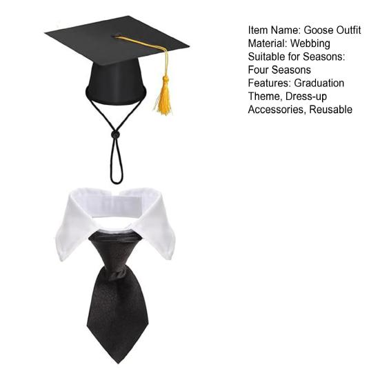 Yousheng 1 Set Lawn Goose Graduation Outfits Black Bachelor Hat Bowknot Tie Outdoor Yard Paty Goose Statue Decoration Dress-up Clothing Costume