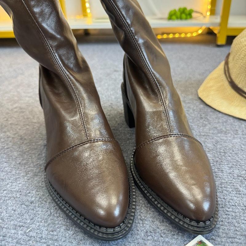 Fashion Fashion Pointed Toe Sleeve Soft Sole Anti-slip Wear-resistant Block Heel Tall Boots