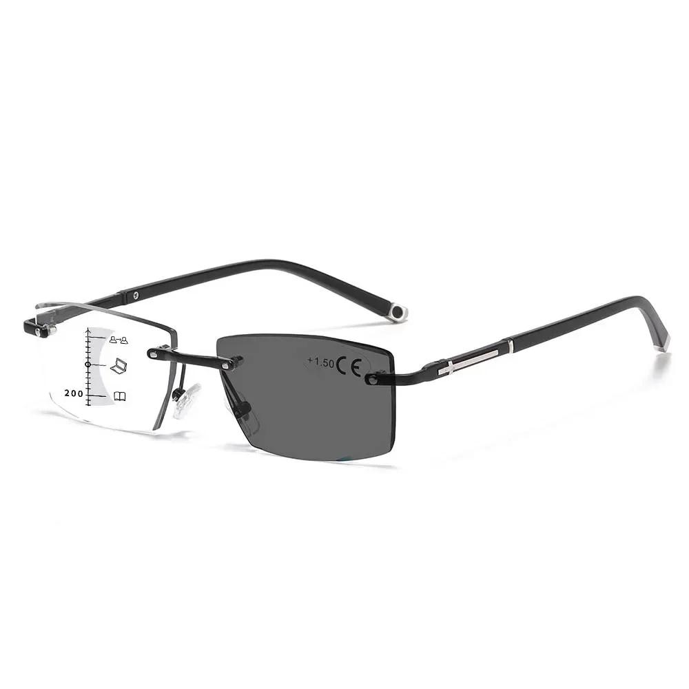 

Metal Frame Multifocal Color Changing Anti Blue Light Reading Glasses Men s and Women s Distance Dual-use Presbyopia Glasses 1.0 чёрный