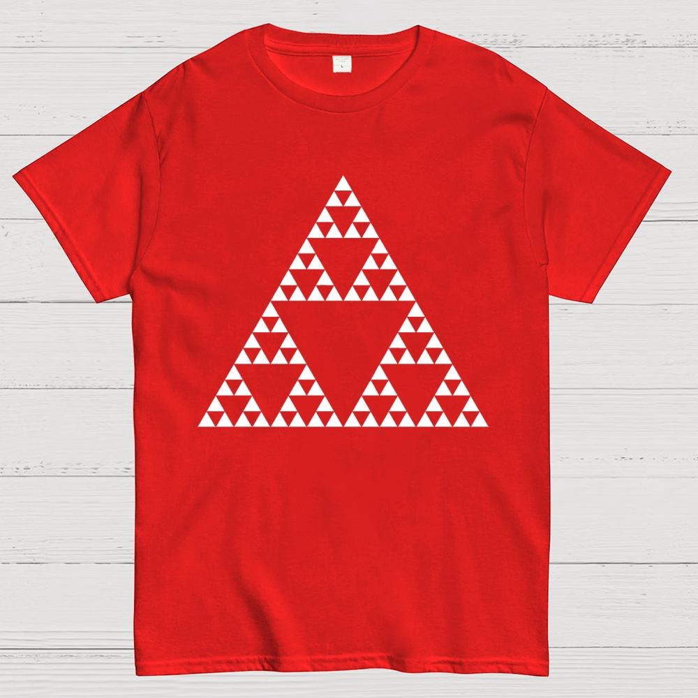 Sierpinski-Dreieck Fraktal Unisex 100% Baumwolle Sommer Lässig Kühl Locker T-Shirt