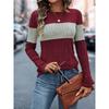 Autumn Contrasting Round Neck Long Sleeved Top Women's T-shirts