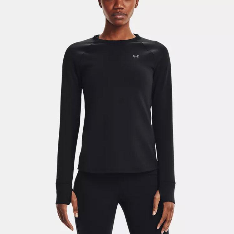 Under Armour Solid Color Sports Crew Neck Printed T-Shirt Women Tops Black 1353351-001