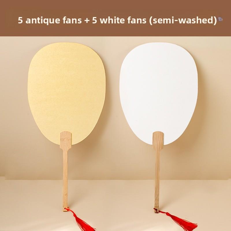 Thiened Blank Xuan Paper Calliaphy Fan DIY Material Kit Hand-Painted Cultural Creative Fan round ape Bamboo Frame