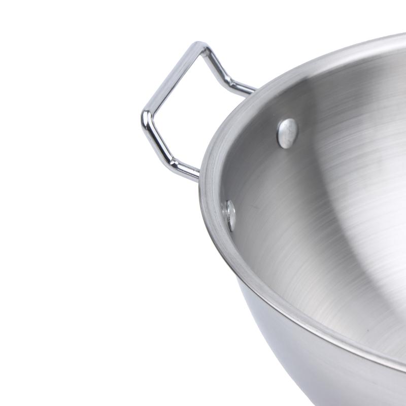 Bol à Salade en Acier Inoxydable 201 Pot à Faire Fondre et Bouillir Bol à Nouilles Instantanées Bol à Vin de Riz Coréen avec Poignée à Double Oreille Panier à Snacks