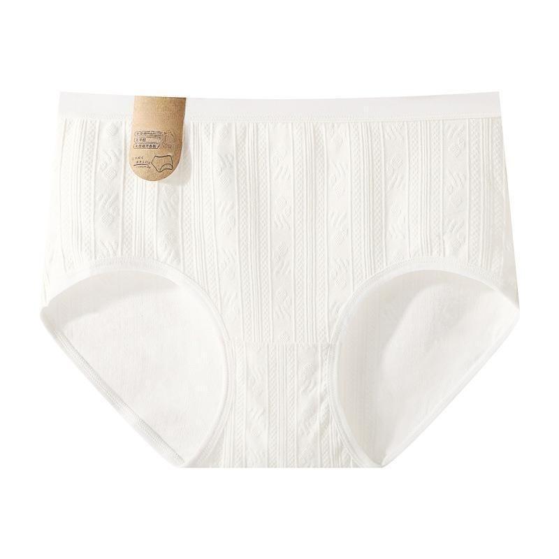 

Ladies Spring and Autumn Pure White Cotton 7A Antibacterial Comfortable Breathable Mid Waist Briefs XL