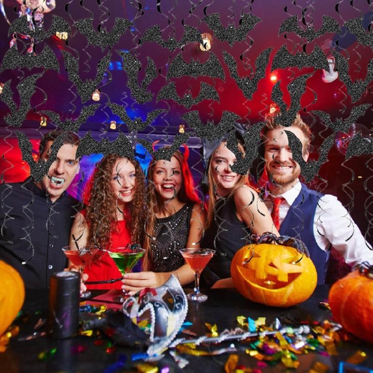 30 STÜCKE Glitzernde Fledermäuse Wirbel Hängende Dekoration Deckenornament für Geburtstag Heimparty Dekoration