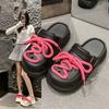 Fashion versatile muffin thick bottom stepping on shit bag head slippers summer and autumn outer wear belt buckle hole shoes
