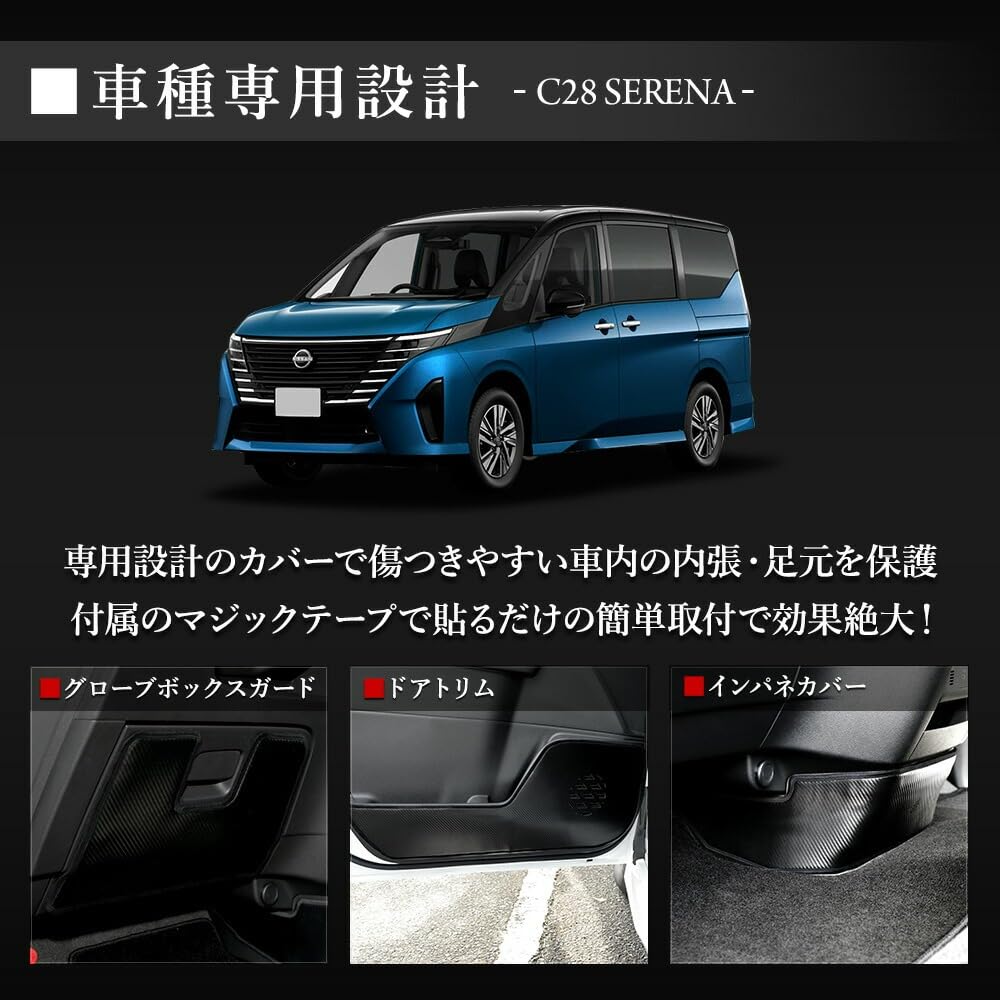 YOURS C28 Serena Kick Guard Set Designed and Sewn In Custom Kick Guard Protects Instrument Door and Glove Box from Scratches and S 3-Piece
