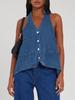 Women's Cropped Quilted Puffer Vest Stand Collar Lightweight Button Down Sleeveless Jacket