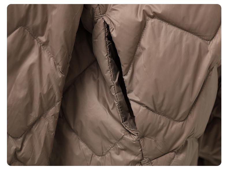 Women's Lightweight Collarless Down Jacket with Diamond Pattern - 2024 Autumn/Winter Collection, Casual V-Neck Layer.