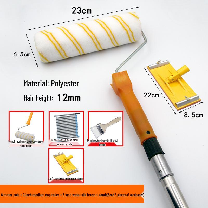 Adjustable Stainless Steel Telescopic Handle Waterproof Paint Roller Brush
