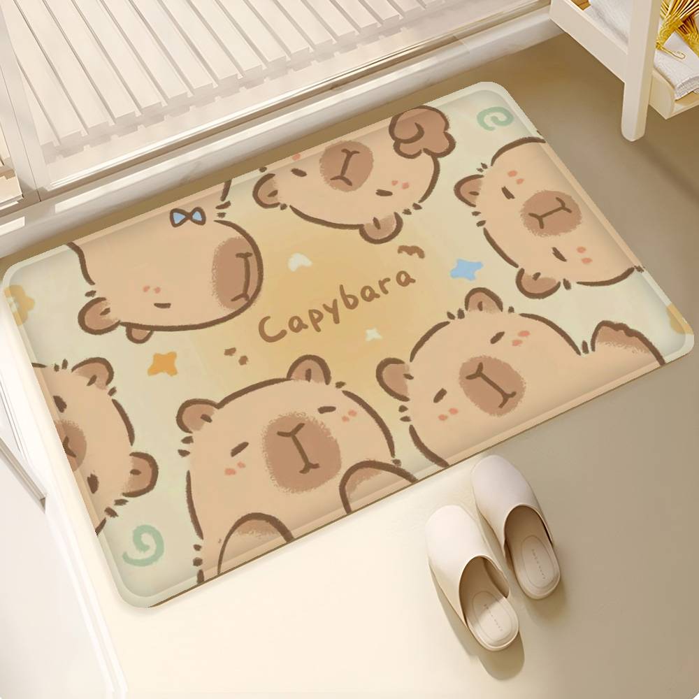 Interesting Capybara Bathroom Mat INS Style Soft Bedroom Floor House Laundry Room Mat Anti-skid Welcome Doormat