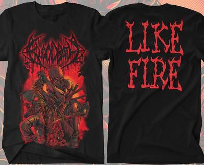 2 lados Banho de Sangue Como Fogo Camiseta da Banda Banho de Sangue Preta Uniex S-5XL EM1359 Camiseta Unissex