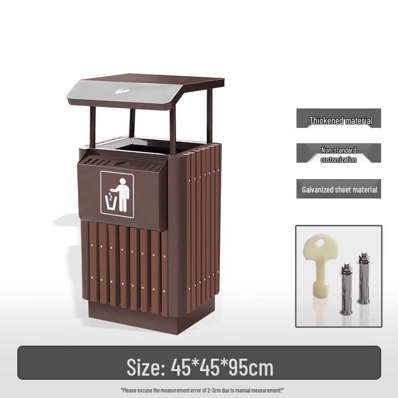 Outdoor Plastic Wood Single-Bucket Waste Bin