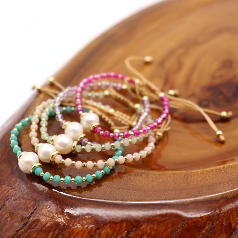 Faceted  Beaded Bracelet For Women  Natural Pearl Bracelets Jewelry Pulseras Femme Y2K Accessories