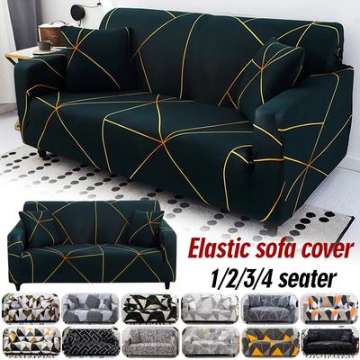 Capa de Sofá Elástica Geometria para Sala de Estar Protetor de Móveis Capa de Sofá com Base Elástica Capas de Sofá para Animais de Estimação, Crianças