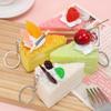Realistic Triangle Cake Key Ring With Fruit Toppings Cute Food Shape Charm for School Bag Decor Student Birthday Gifts