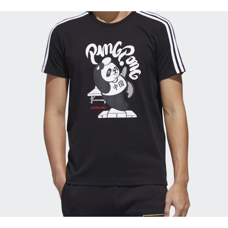Adidas Neo Panda Print Sports T-Shirt Men Tops Black GK1552