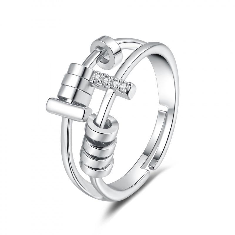 Женское вращающееся кольцо-антистресс для снятия тревоги Adjustable платиновый