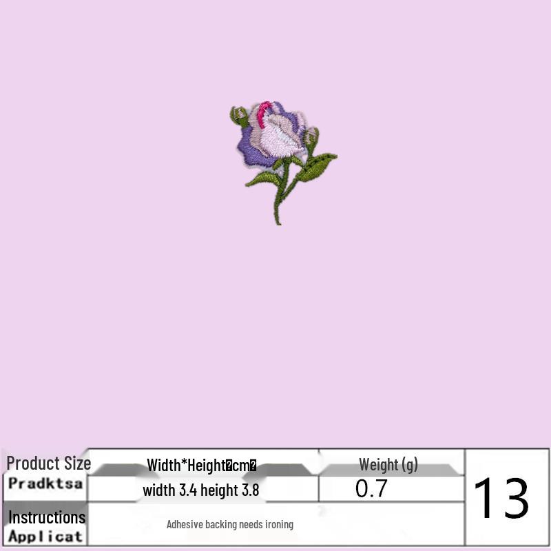Na Yang Small Rose Embroidery Patch for Clothing - Iron-on Accessory
