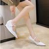 Spring New Retro Silver Wedge Heel Pointed Mary Jane Shoes Versatile Model Light Mouth One Word Buckle Belt High Heel Single Shoes Women