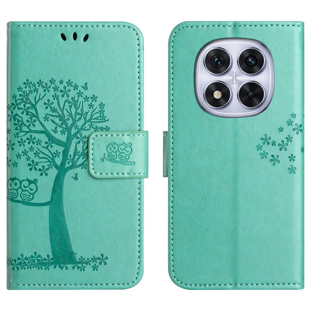 For Xiaomi Poco M8 Pro 5G/Redmi Note 15 Pro+ 5G (Global) Case PU Leather Owl Tree Imprinted Wallet Phone Cover with Strap