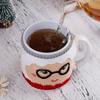 Christmas Ceramic Mug with Knitted Santa Sleeve & Tree Tea Infuser Festive Tea Cup Set Xmas Gift for Tea Enthusiasts