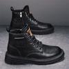 Spring velvet high-top leather boots casual fashion Martin boots retro tooling men's shoes