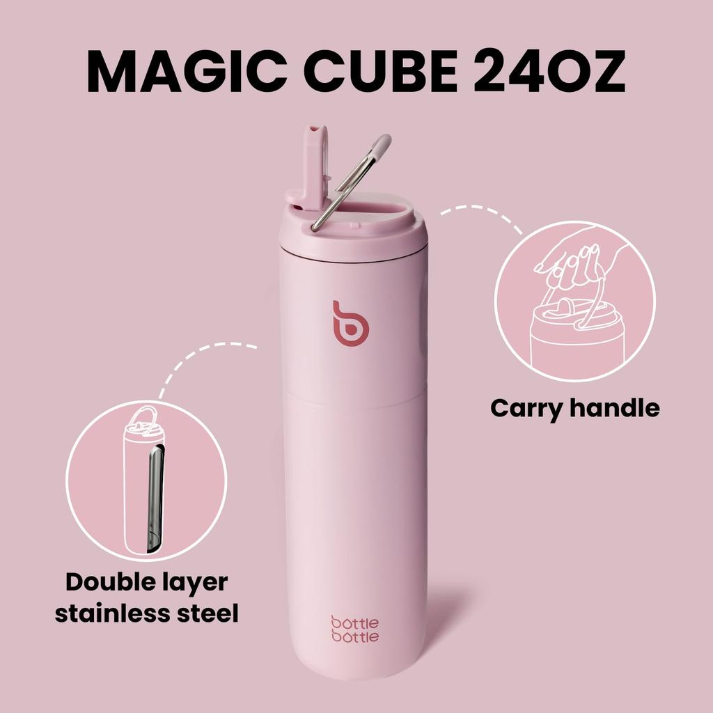 BOTTLE 750ml Water Bottle for Vacuum Stainless Light Pink Kids, Straw-Free Drinking, Insulated, Insulated, Steel, Portable, 0.75L,