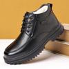 Cotton-Padded Shoes Men's Winter Genuine Leather Wool Integrated Casual High-Top Leather Shoes Fleece Lined Padded Warm Keeping