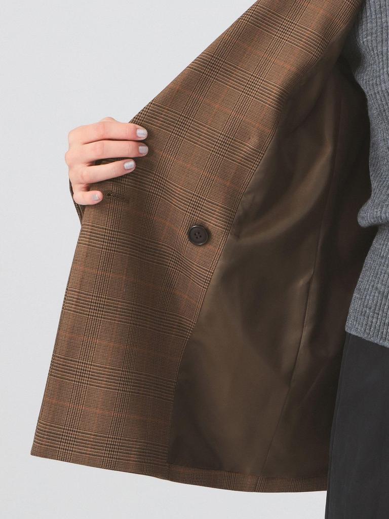 Ray Beams Women's Check Jacket, 4-Button, Brown, 1