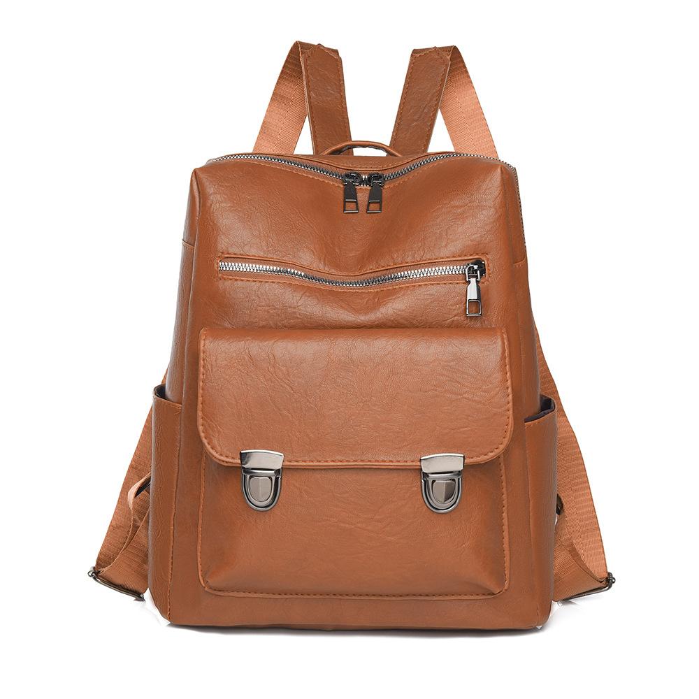 College style casual backpack large capacity color matching simple fashion student schoolbag British Hong Kong style retro commuter bag