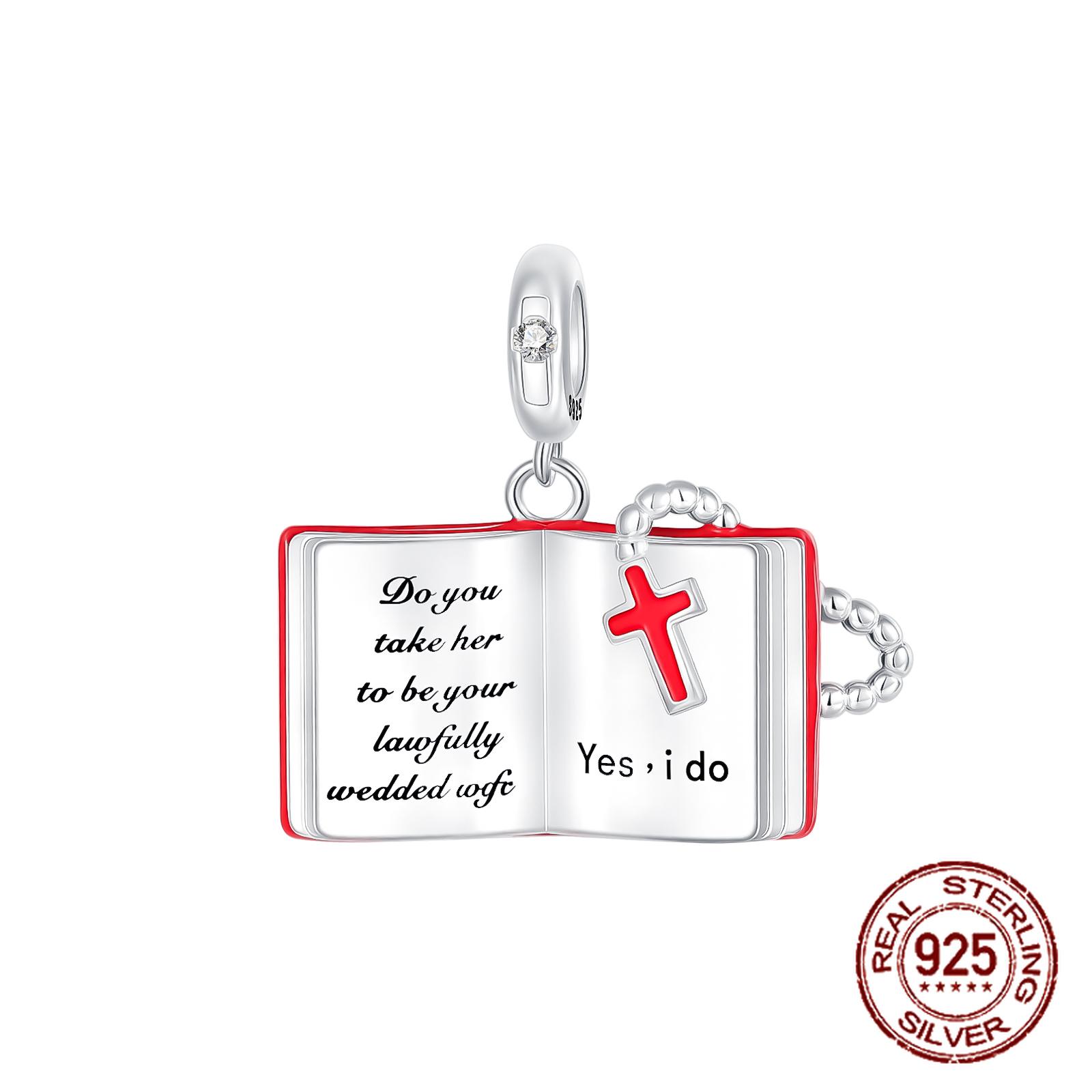 

copper Christian Wedding Vows Pendant Bible Readings Charm Compatible With Authentic Charm Bracelets Women Do It Yourself Jewellery Gift