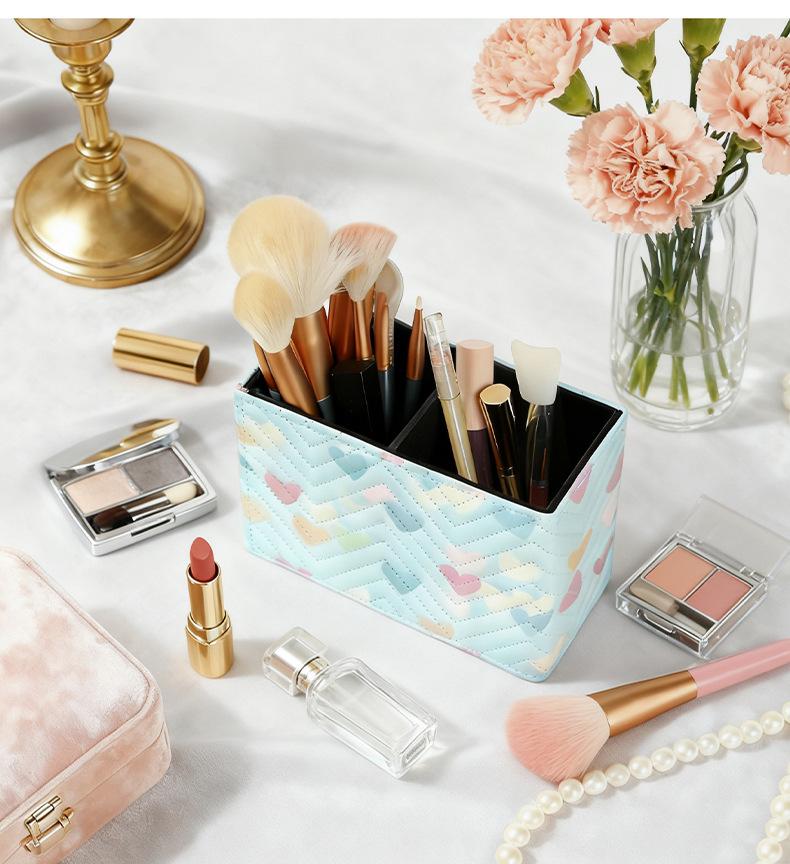 Multifunctional Leather Organizer Box for Pens, Remotes, Office & Makeup Supplies