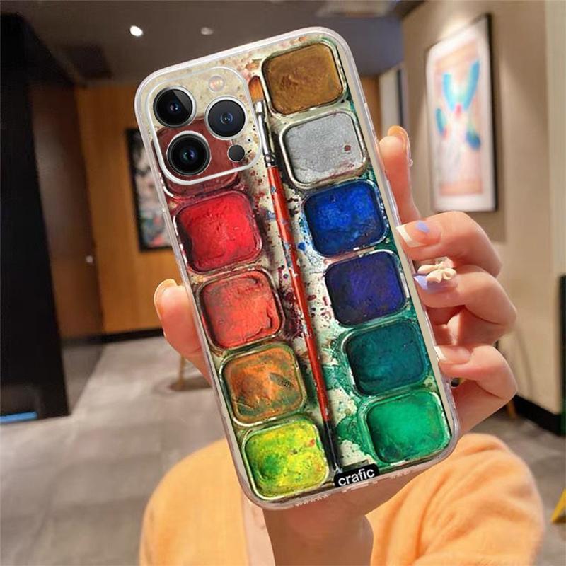Phone Case For iphone 17 Pro Max Air 16 15 14 13 Pro Max 15 16 Pro 15Plus Watercolors Paint Palette Painting Box Shell