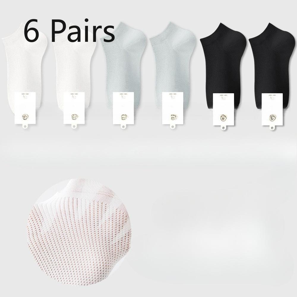 6 Pairs of Women's Summer Thin Cotton Boneless Deodorant Sweat Absorbing Heel Mesh Boat Socks
