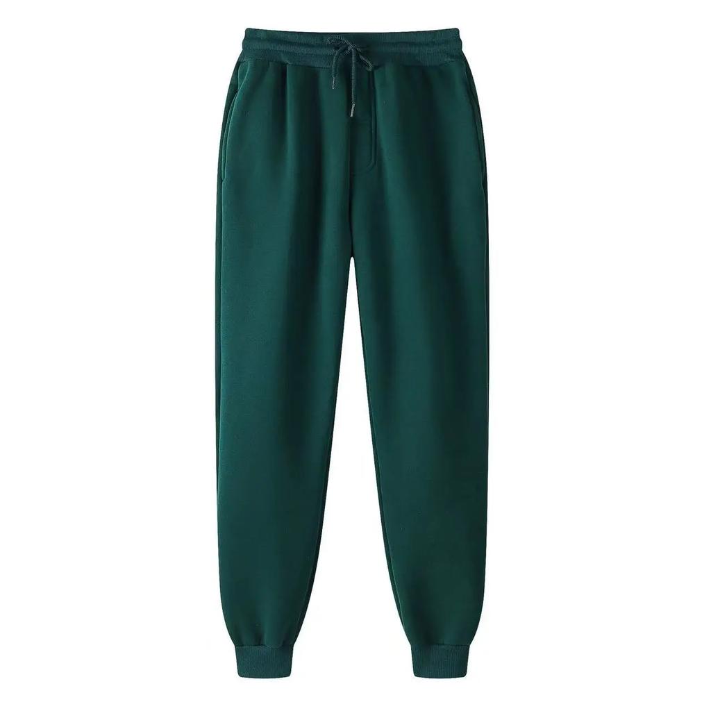 Solid Color Women Pants Pocket Long Men's Sweatpants Sportswear Elastic Waist Casual Baggy Pants Black Grey