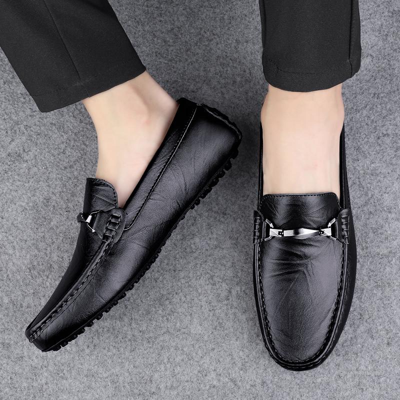 Fashion Elegant Man Slip-on Loafers Versatile Driving Footwear Men Comfy Moccasins Genuine Leather Men Shoes Classic Wedding Party Shoes