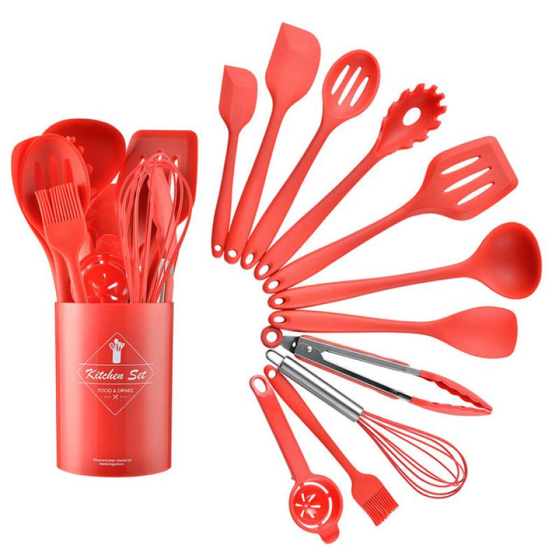 Set 2 Cucchiai Da Cucina In Silicone Antiaderente – Resistenti Al Calore, Manico Lungo, Colore Nero, Adatti A Pentole Antiaderenti