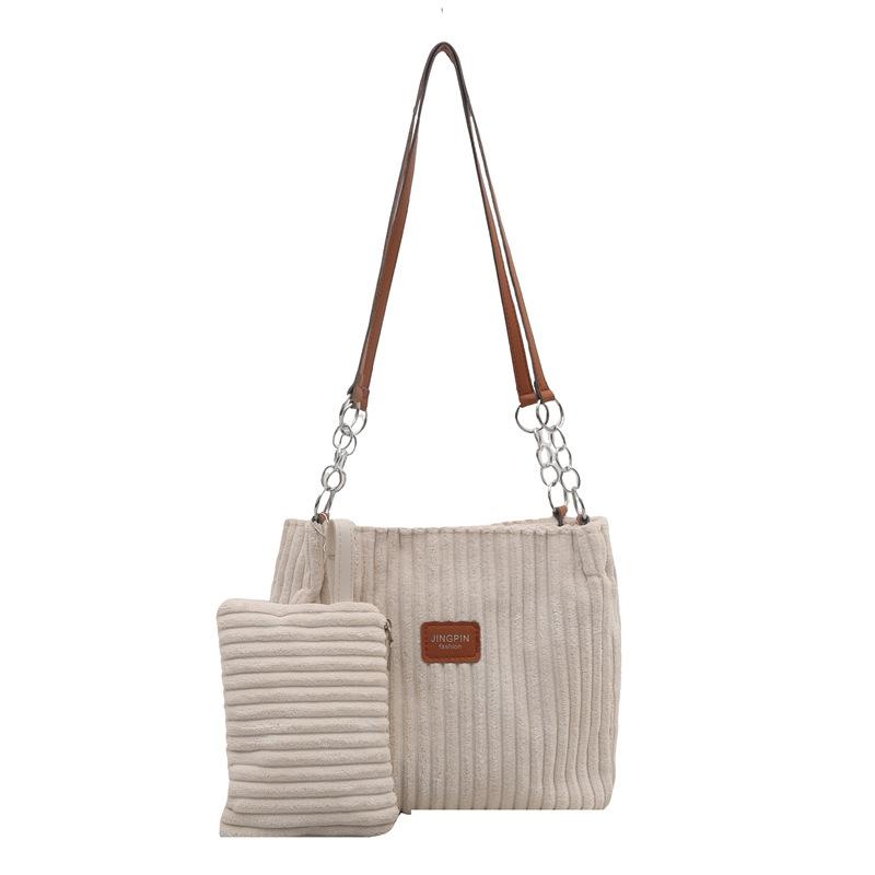 Corduroy Bag Ladies 2025 New Trendy Casual Shoulder Bag Large Capacity Class Bag Popular Tote Bag