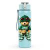 1PC Teddy Bear Green Army Outfit Print 750ml Color Plastic Sports Water Bottle Leakproof Flip Straw Lid Suitable for Sports Office Home Use